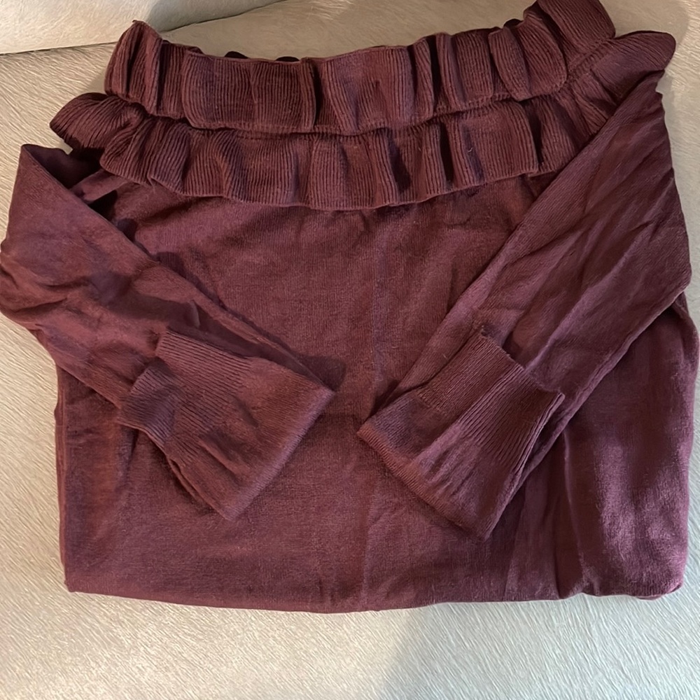 Collective Concepts maroon off the shoulder sweater